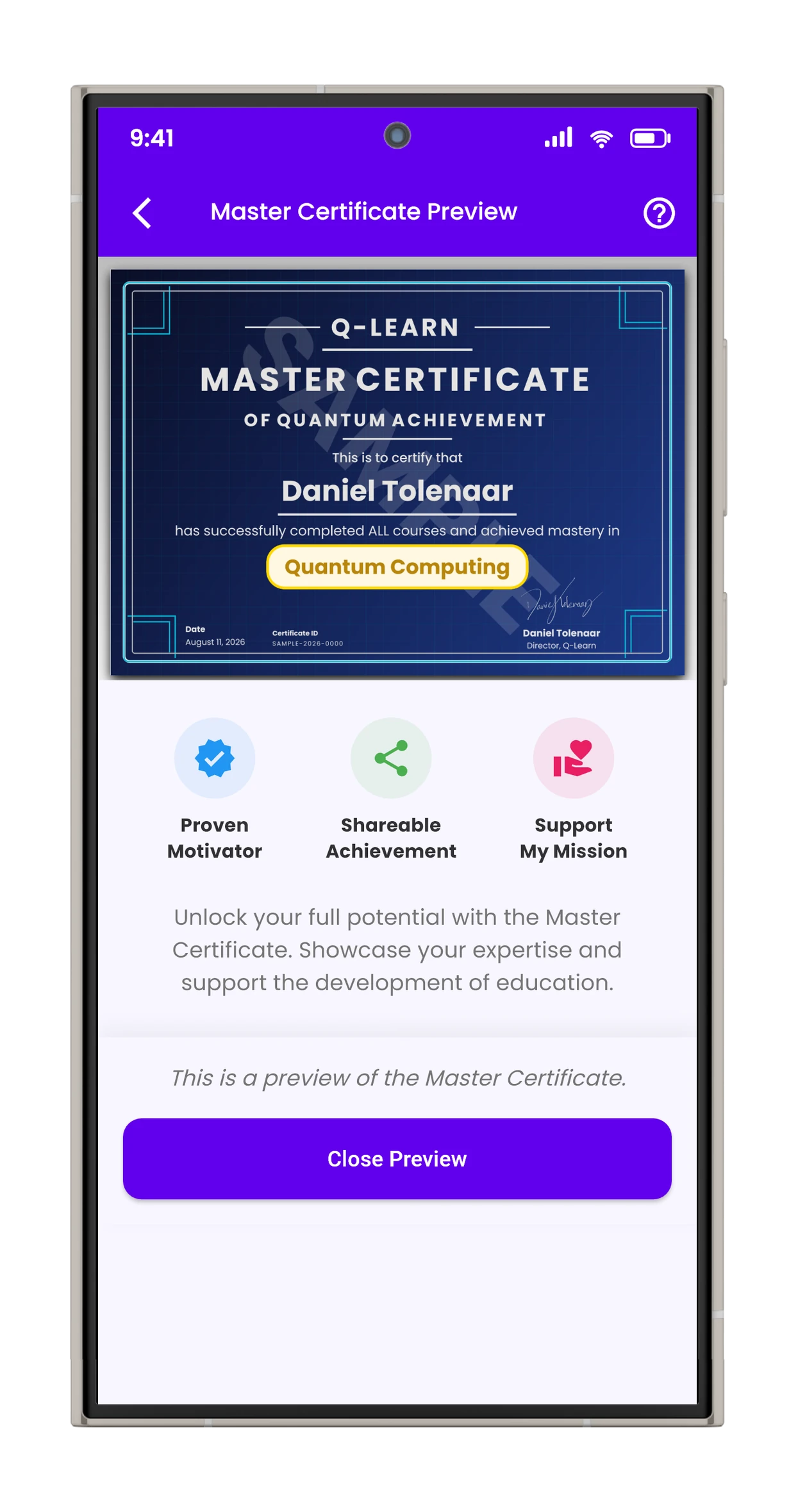 Master Certificate